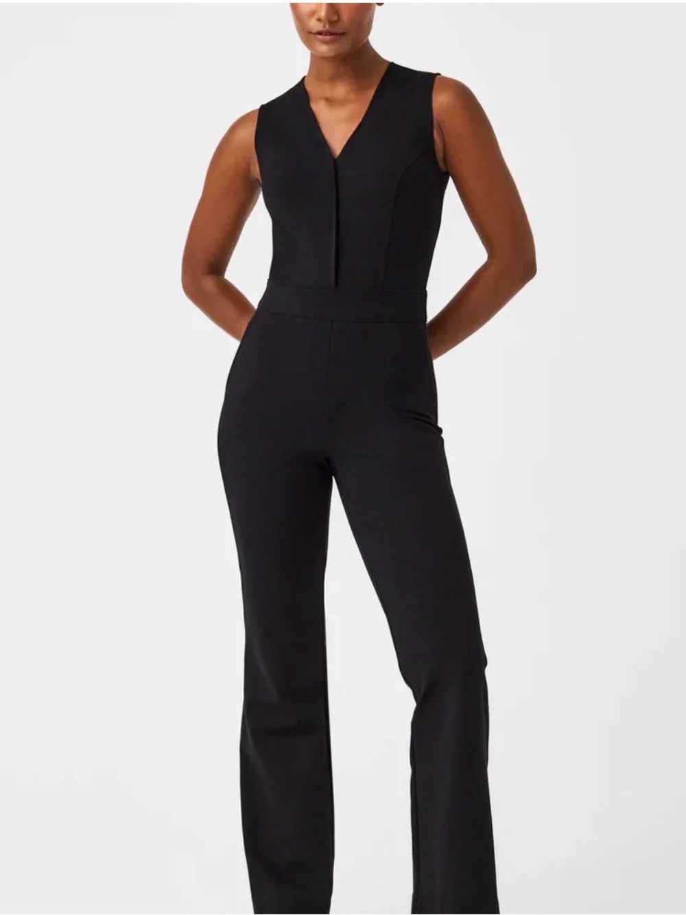 Spanx Black V-Neck Sleeveless Jumpsuit